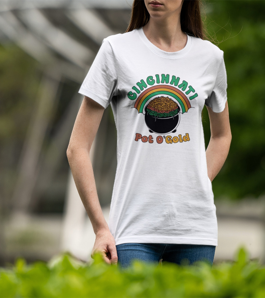 Cincinnati Pot O Gold Rainbow St Patricks Day T-Shirt