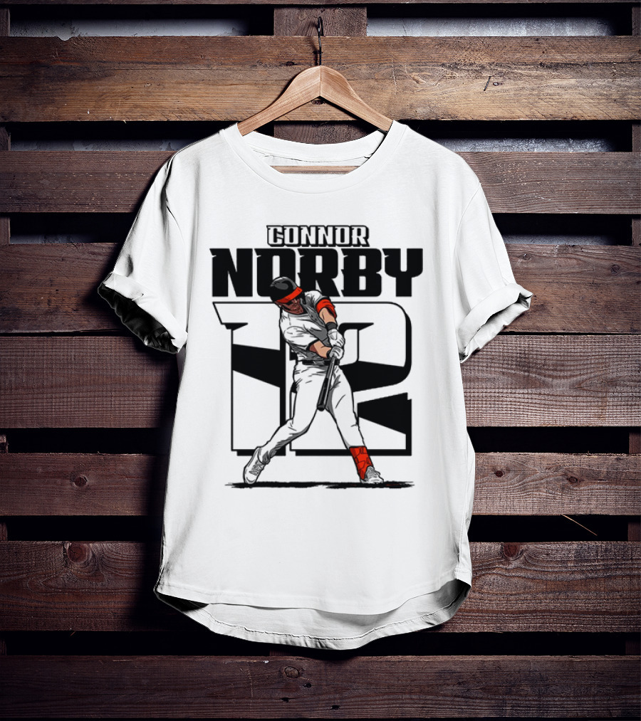 Solid Black Silhouette Baseball Connor Norby #12 Orioles Player T-Shirt
