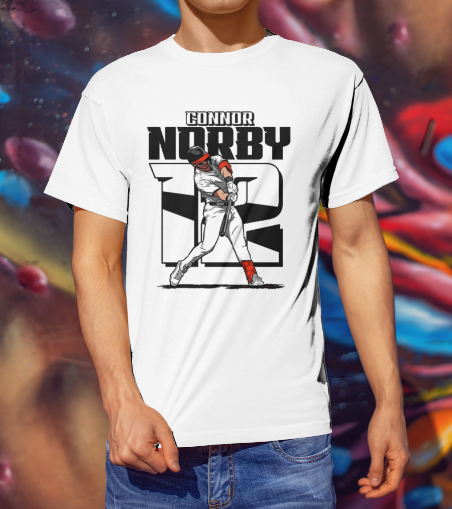 Solid Black Silhouette Baseball Connor Norby #12 Orioles Player T-Shirt