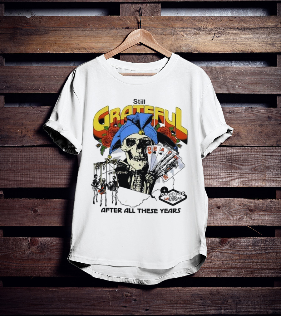 Dead And Company Grateful Skeleton With Blue Hat And Roses T-Shirt