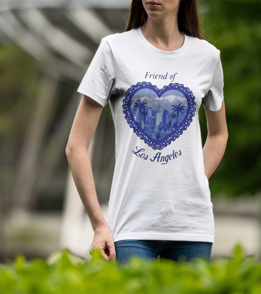 Friend Of Los Angeles Crooked Jon Lovett Heart Skyline Palms T-Shirt
