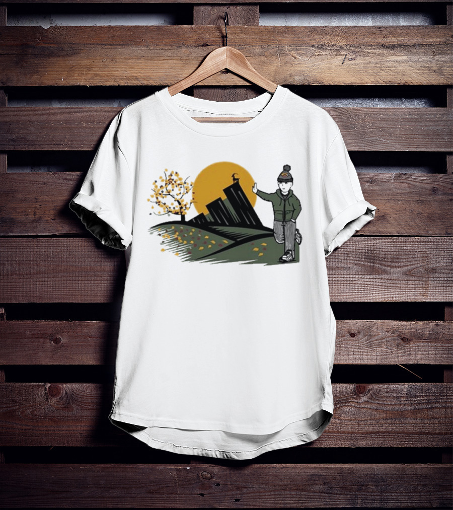 Daft Laddie Autumn Outdoors Skyline With Person Walking T-Shirt