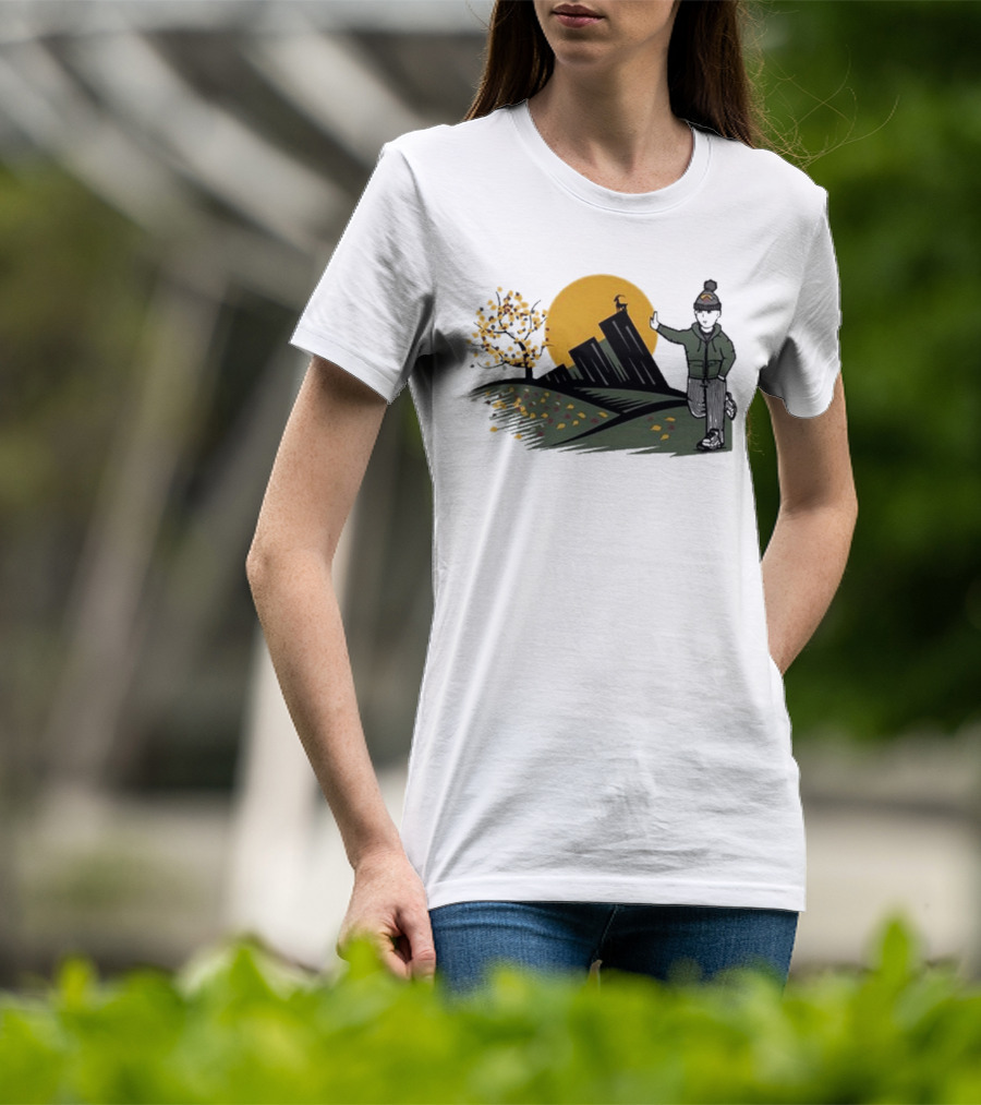 Daft Laddie Autumn Outdoors Skyline With Person Walking T-Shirt