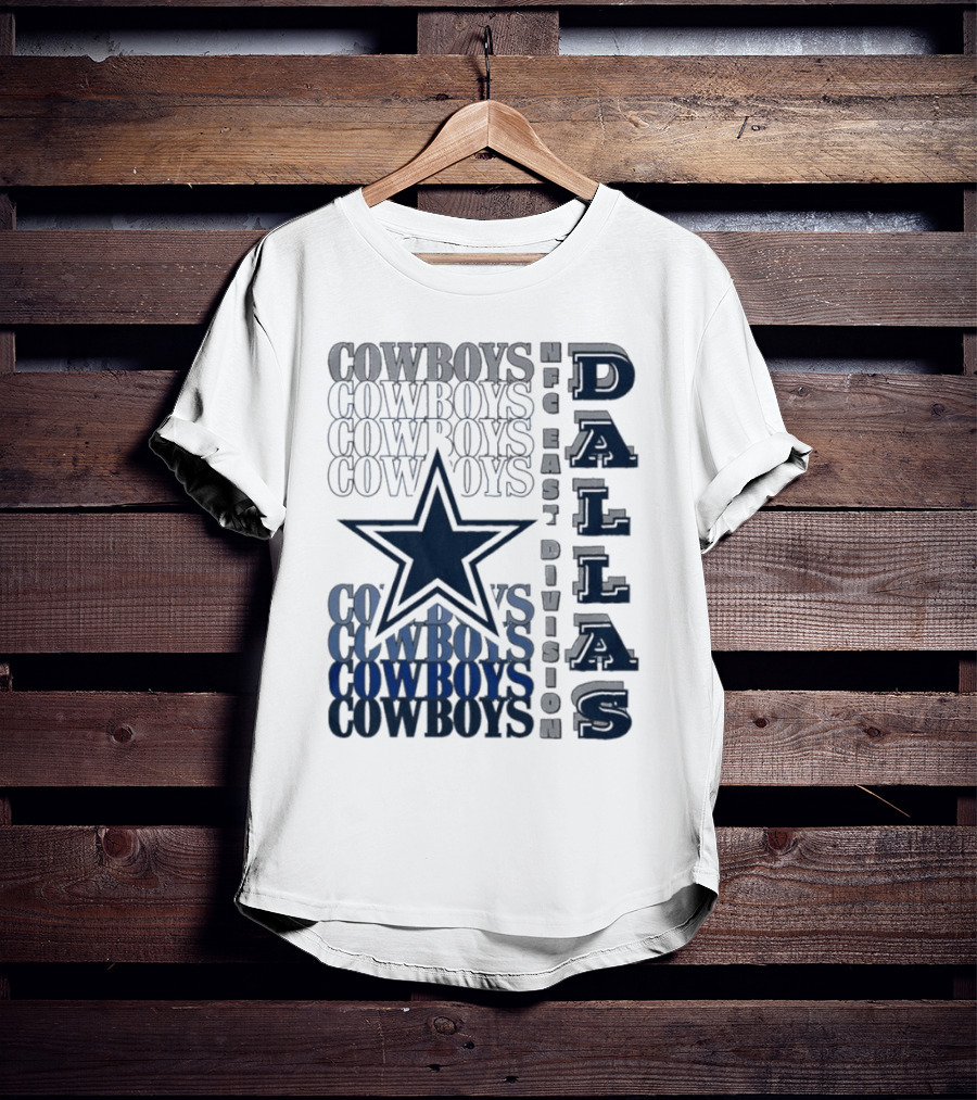 Dallas Cowboys NFC East Division Star Graphics Cowboys Text Pattern T-Shirt