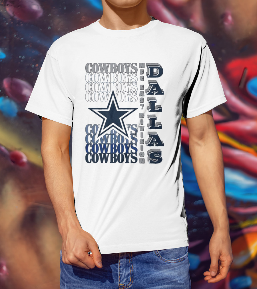 Dallas Cowboys NFC East Division Star Graphics Cowboys Text Pattern T-Shirt