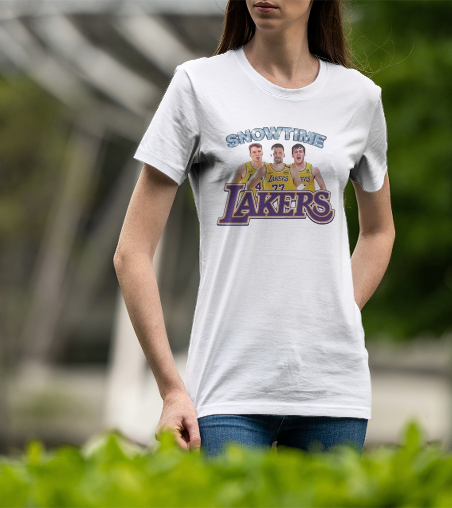 Los Angeles Lakers Snowtime Players Dalton Knecht Austin Reaves Luka Doncic T-Shirt