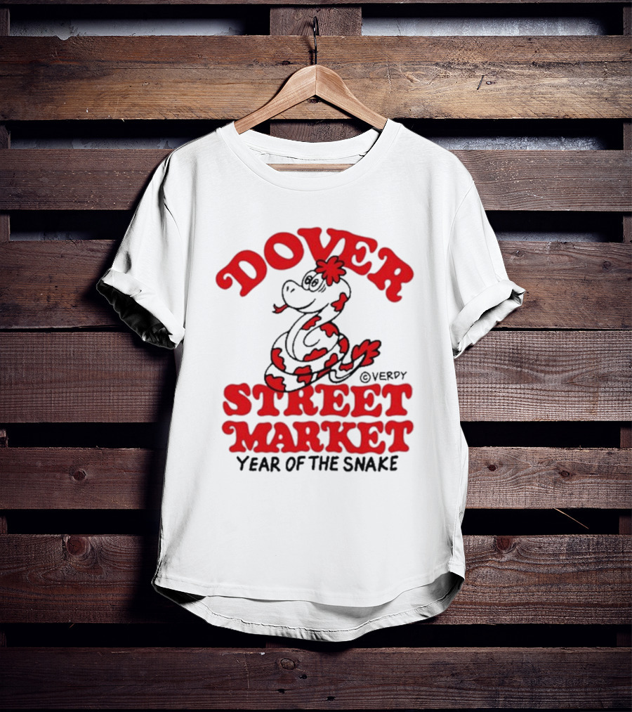 Dover Street Market X Year Of The Snake Red Text Desempacados Verdy Collaboration T-Shirt