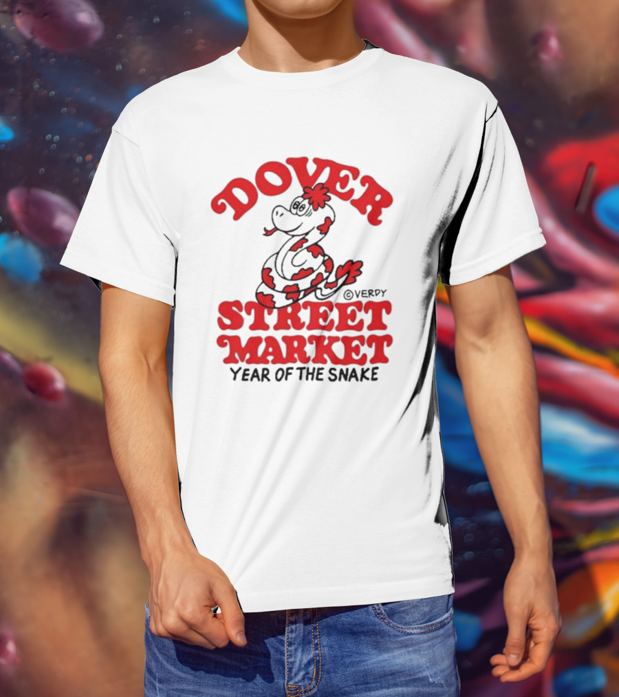 Dover Street Market X Year Of The Snake Red Text Desempacados Verdy Collaboration T-Shirt
