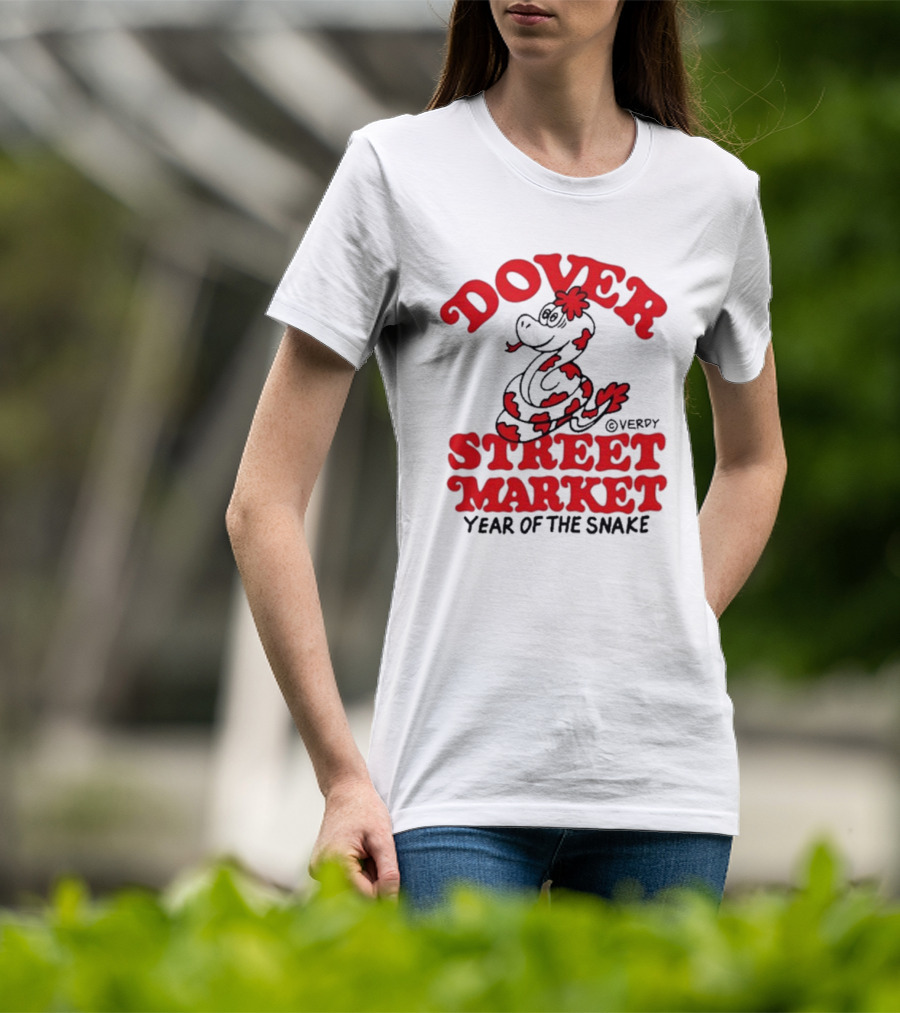 Dover Street Market X Year Of The Snake Red Text Desempacados Verdy Collaboration T-Shirt
