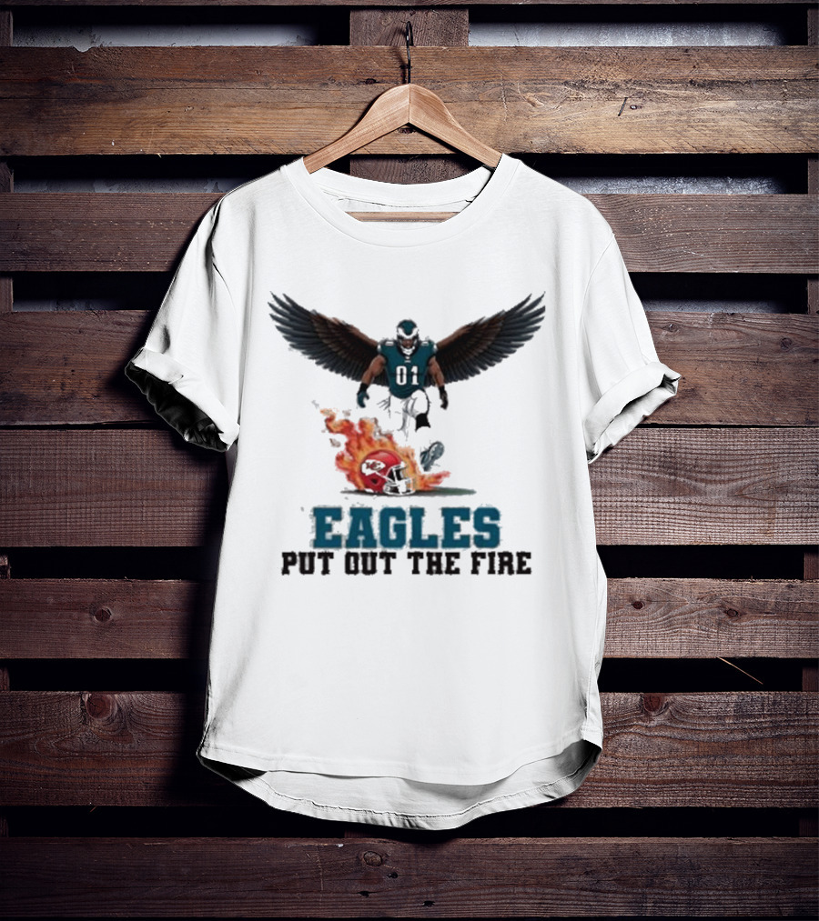 Eagles 01 Player Crushes Flaming Helmet T-Shirt