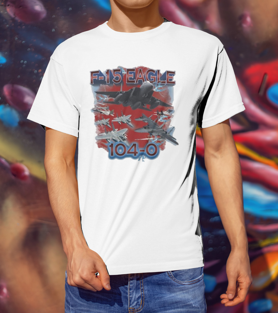 F-15 Eagle 104-0 Fighter Jet Lightning Squadron T-Shirt