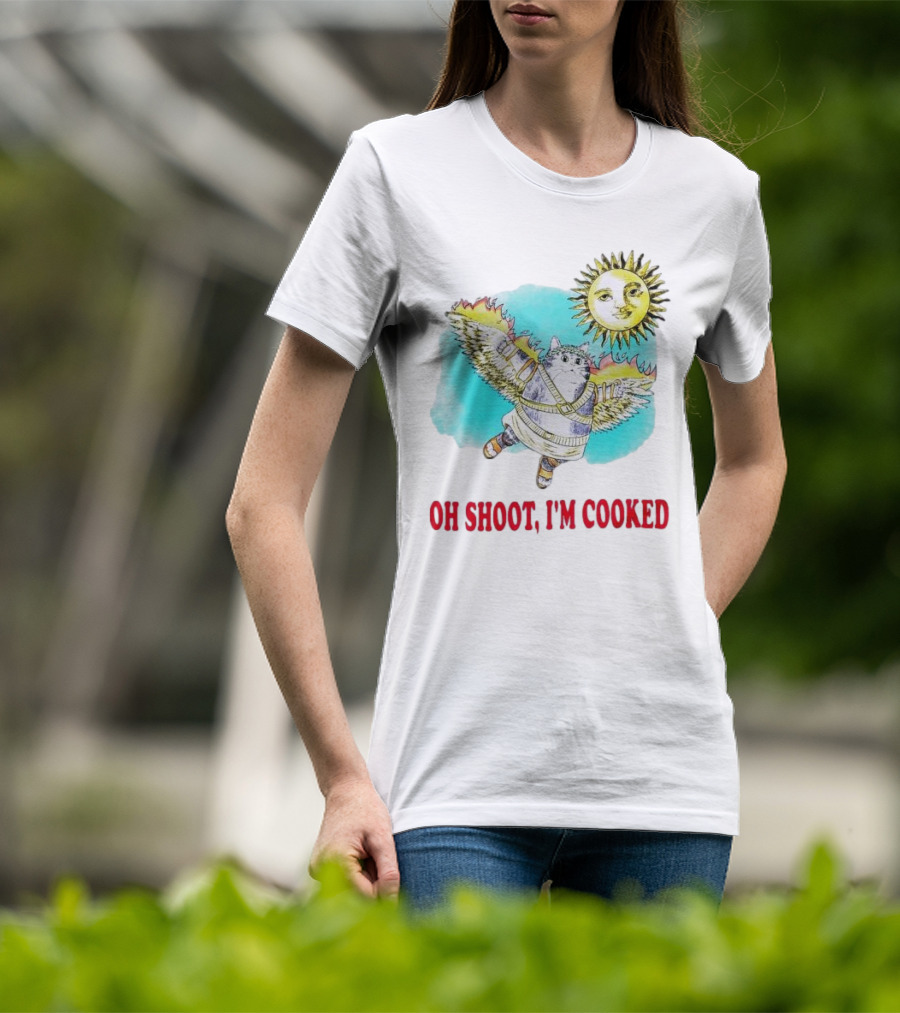 Oh Shoot I'm Cooked Winged Cat With Sun T-Shirt