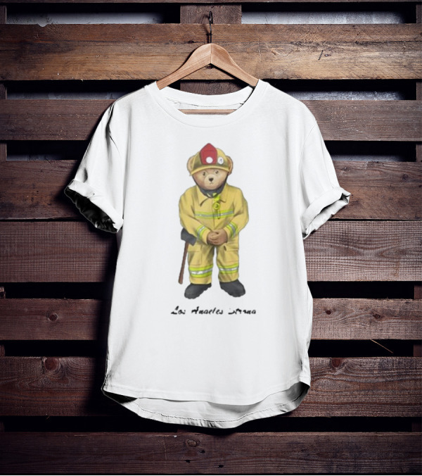 Firefighter Bear Standing In Uniform With Axe T-Shirt