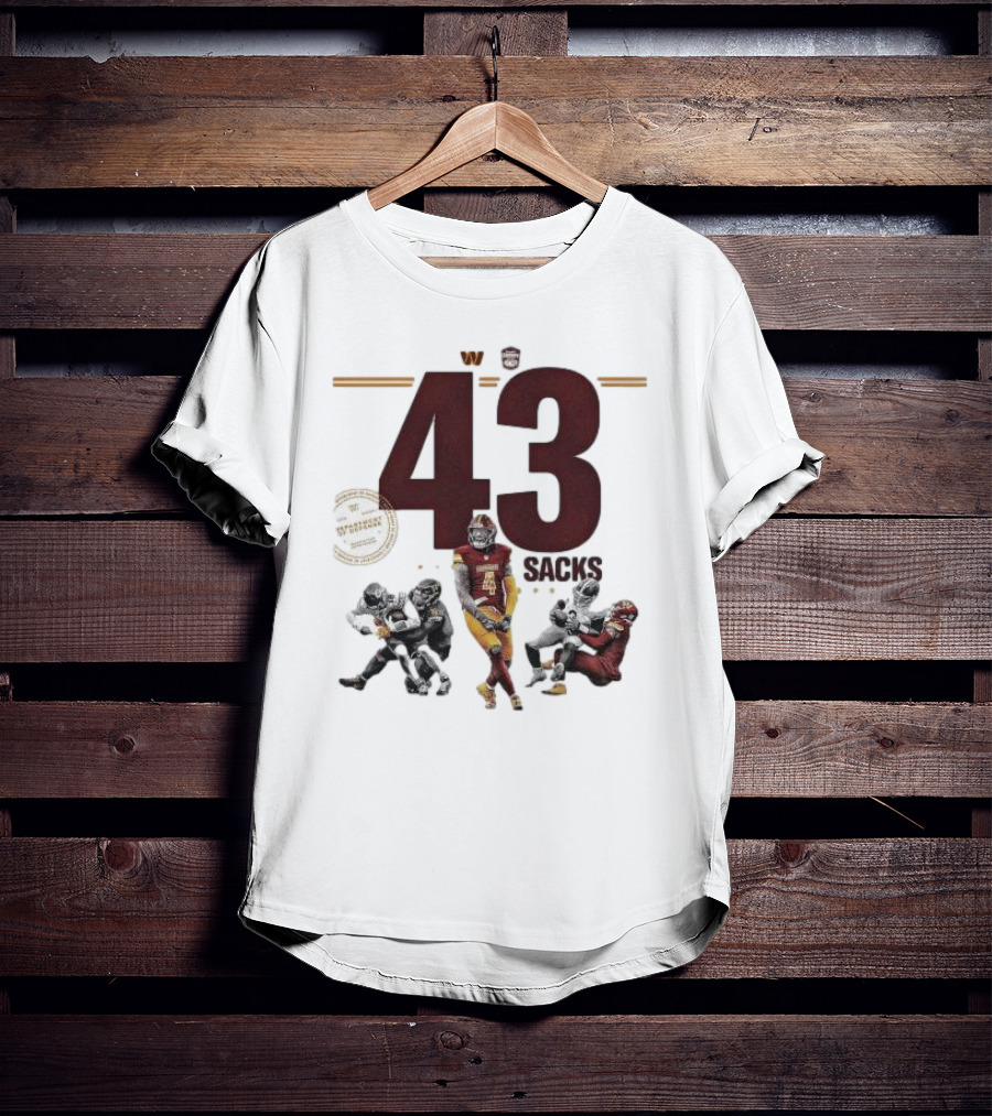 Frankie Luvu 43 Regular Season Sacks Football Action Washington Redskins T-Shirt
