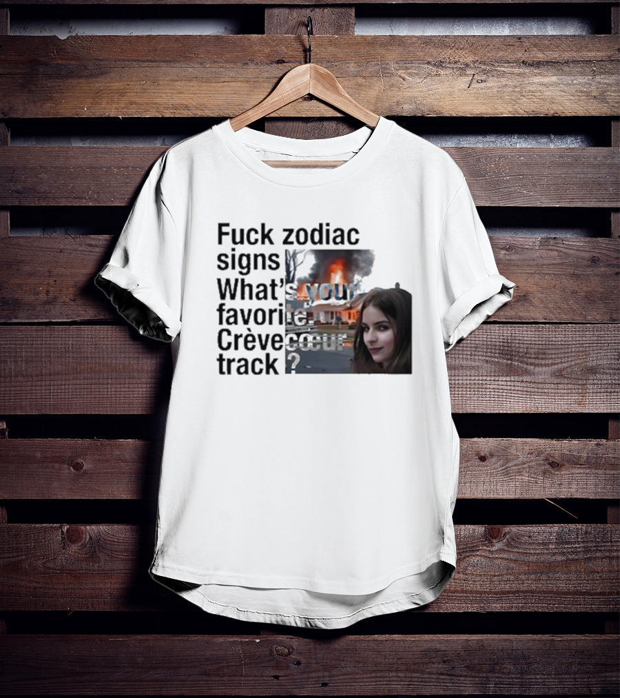 Crèvecoeur Track Favorite With Burning House Background And Girl Smirking T-Shirt