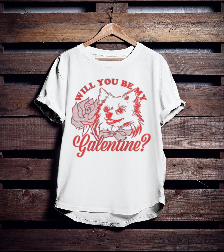 Will You Be My Galentine Hatchi Rose Dog Bow Tie T-Shirt