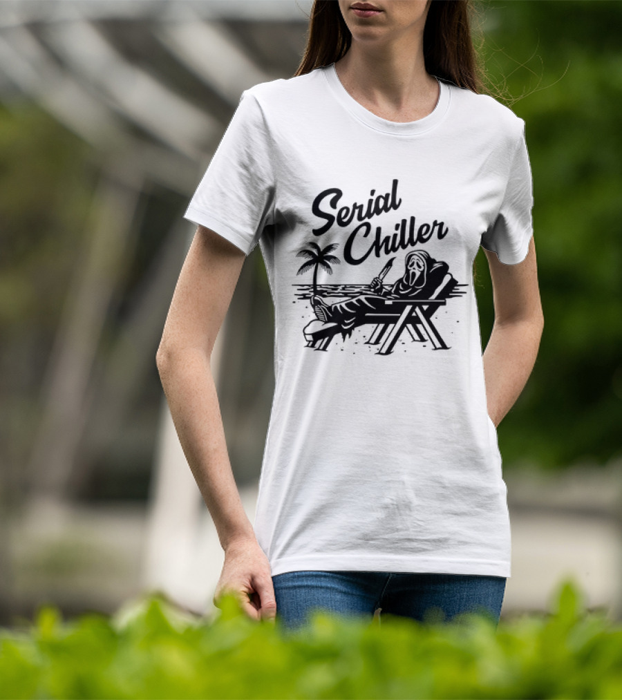 Ghost Face Serial Chiller Retro 80s Horror Theme T-Shirt