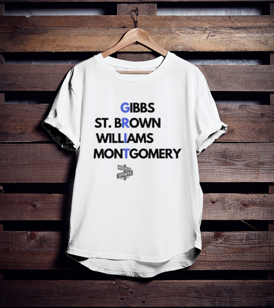 Gibbs St Brown Williams Montgomery GRIT Football Names T-Shirt