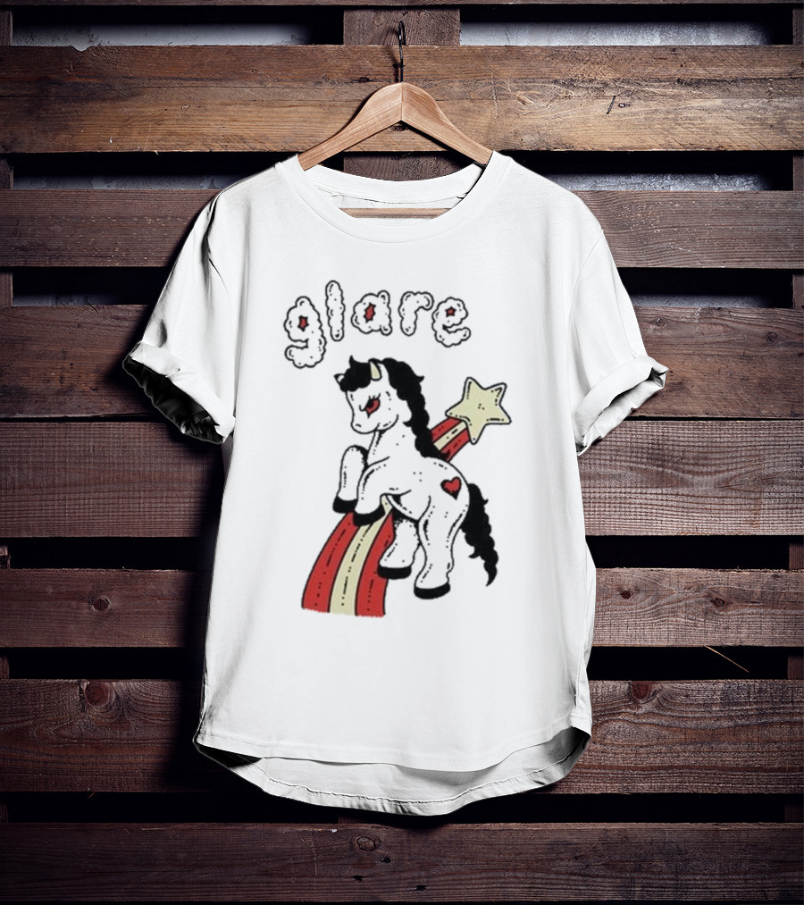 Glare Unicorn Heart Rainbow Star Ringer T-Shirt