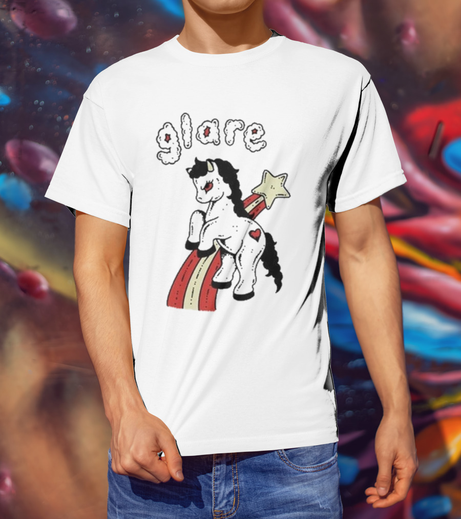 Glare Unicorn Heart Rainbow Star Ringer T-Shirt