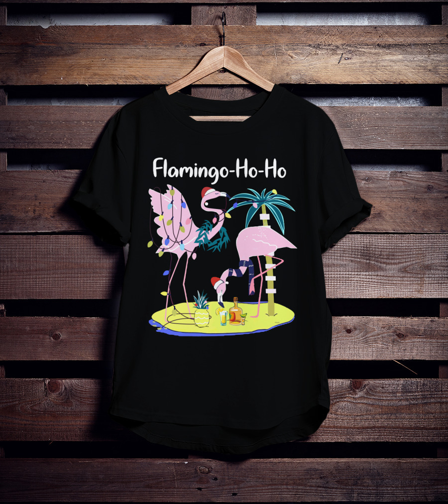 Flamingo Ho Ho Tequila Wine Island Holiday Party T-Shirt