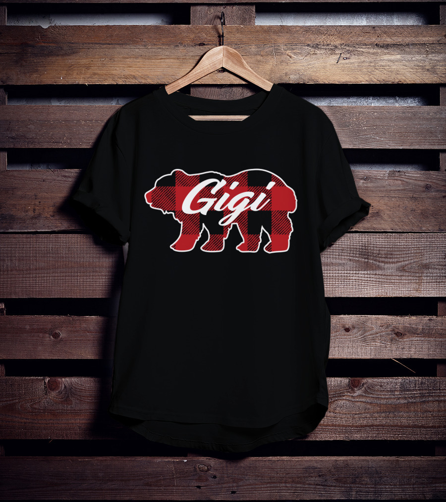 Family Christmas Matching Buffalo Plaid Bear Gigi T-Shirt
