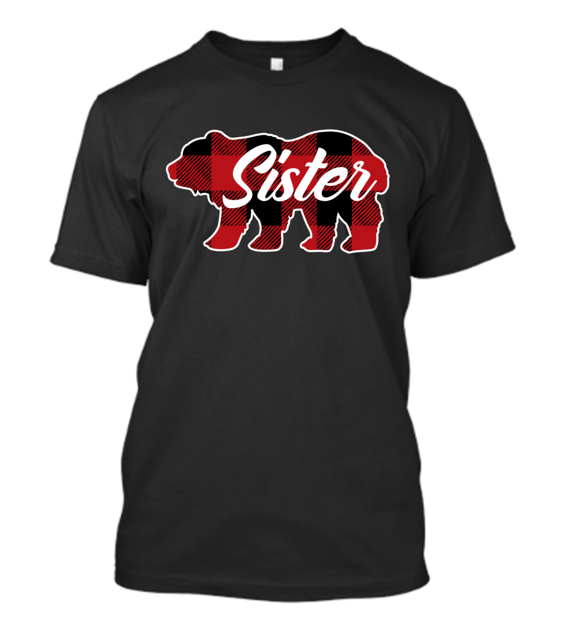 Family Christmas Buffalo Plaid Sister Bear T-Shirt
