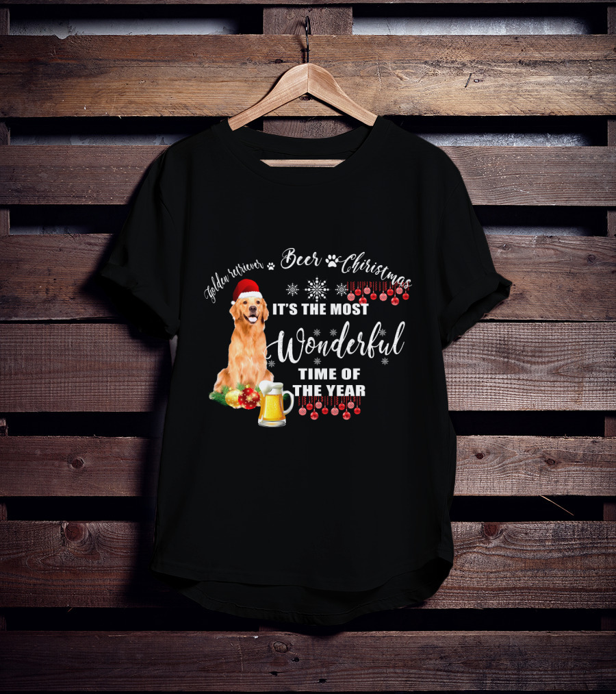 Golden Retriever Beer Christmas It's The Most Wonderful Time Of The Year T-Shirt