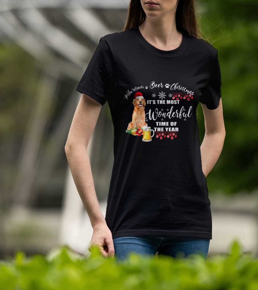 Golden Retriever Beer Christmas It's The Most Wonderful Time Of The Year T-Shirt