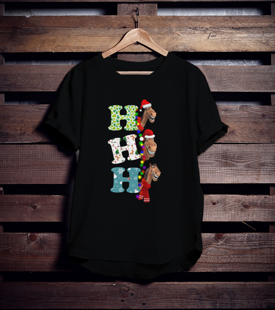 Christmas Hohoho Horse Santa Festive Letters T-Shirt