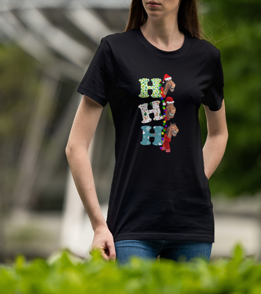 Christmas Hohoho Horse Santa Festive Letters T-Shirt