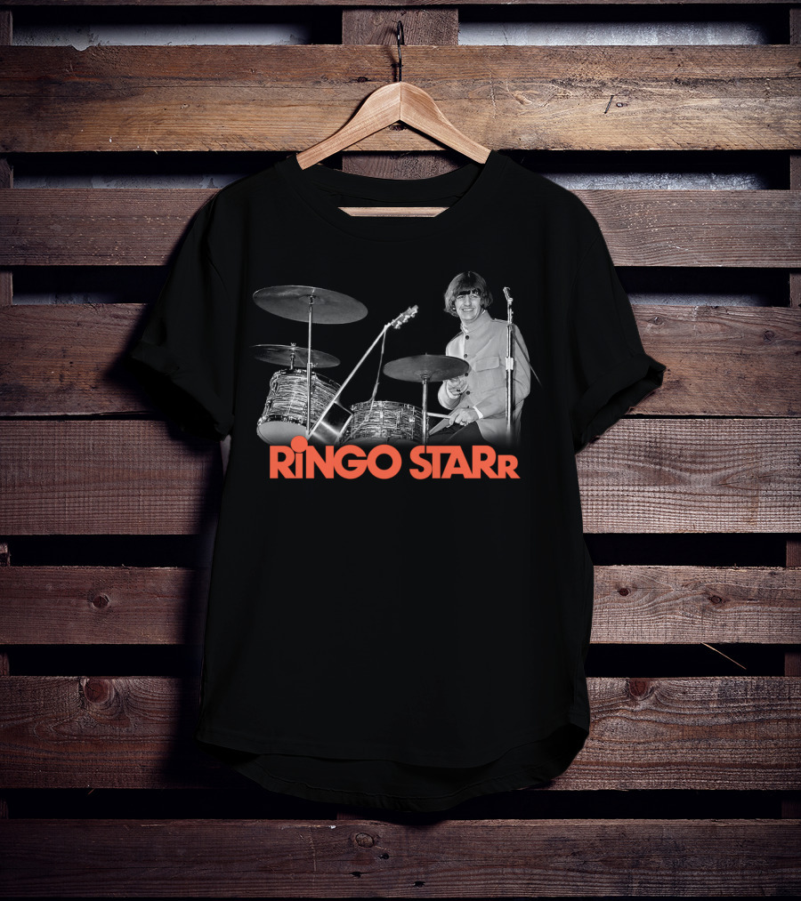 Ringo Starr Drummer Black And White Photo T-Shirt