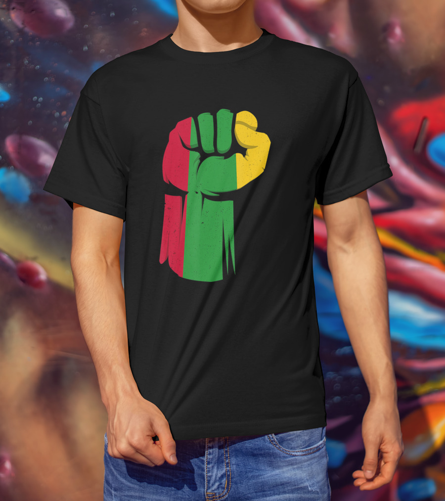 Black Fist African American Pride Black History Month Rasta Colors Fist T-Shirt