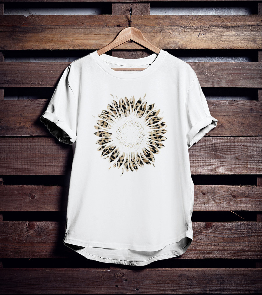 Cool Cheetah Leopard Print Sunflower T-Shirt