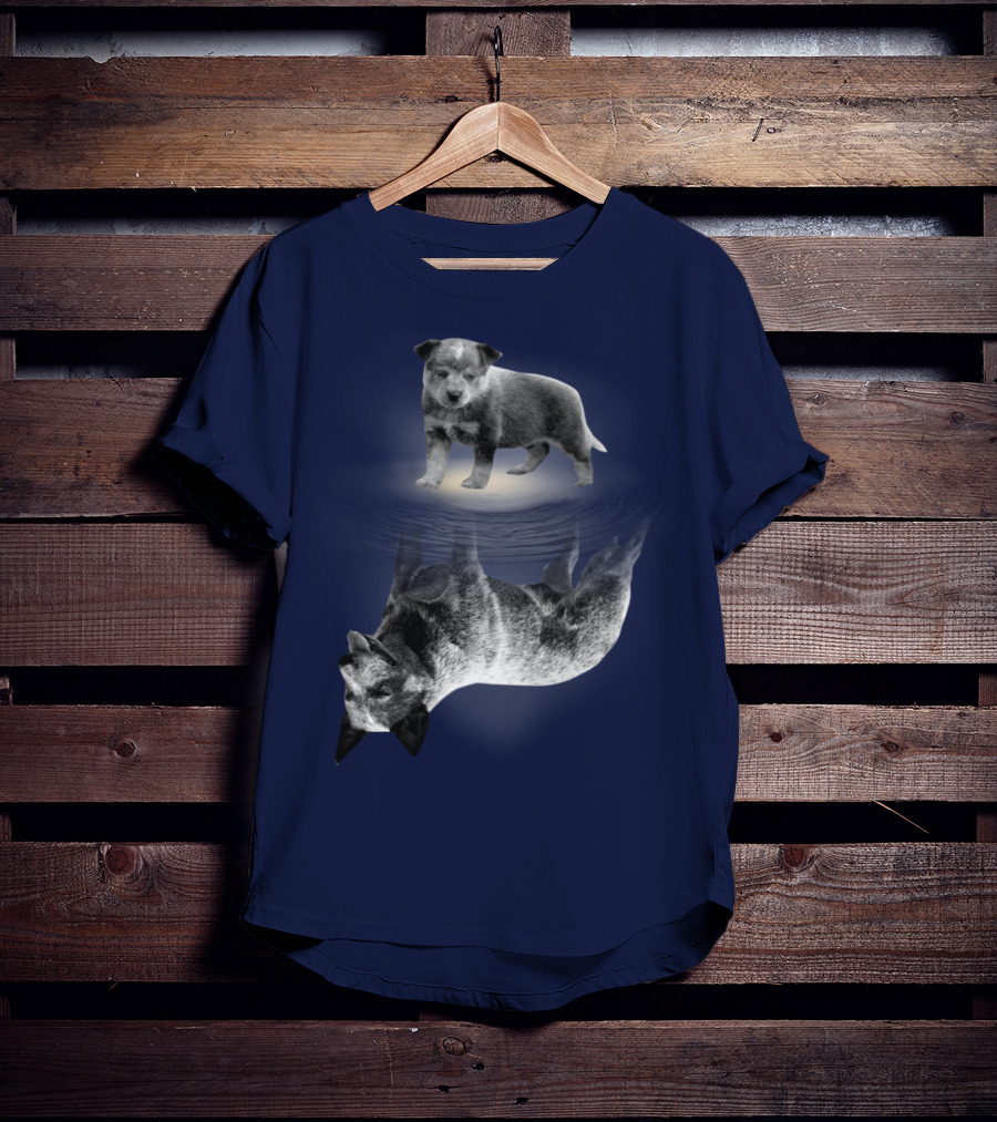 Retro Reflections: Vintage Australian Cattle Dog And Scenic Sunset T-Shirt