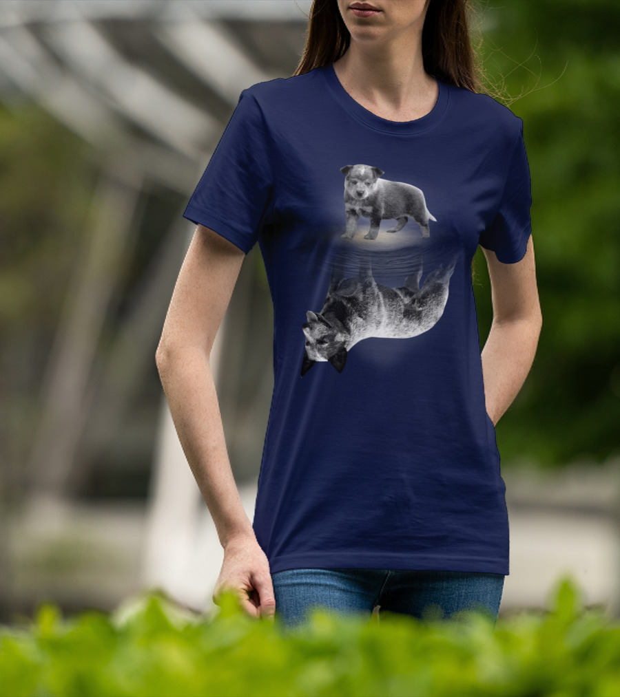 Retro Reflections: Vintage Australian Cattle Dog And Scenic Sunset T-Shirt