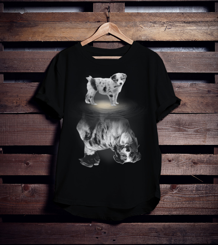 Australian Shepherd Puppy And Adult Reflection For Dog Lovers Women Men Kids T-Shirt