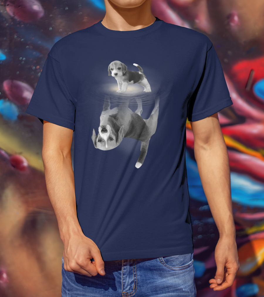 The Beagles Dog Humor Reflection Illusion For Funny Beagle Lovers T-Shirt