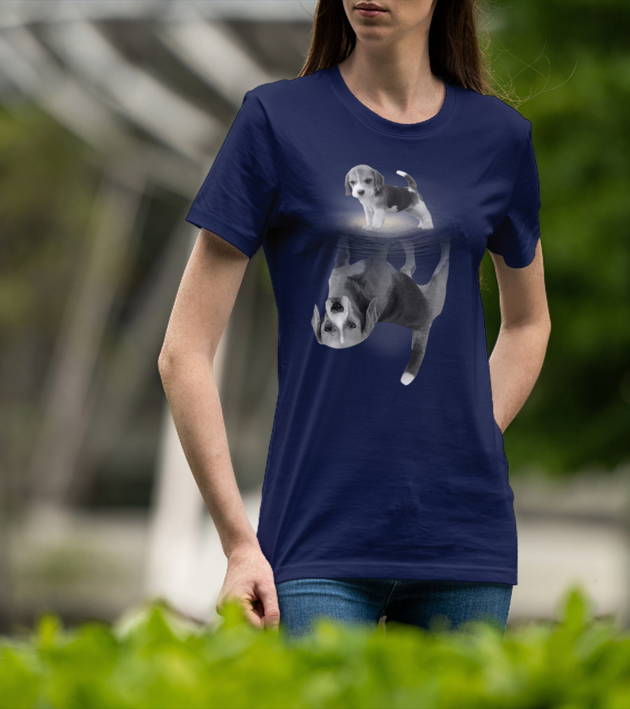 The Beagles Dog Humor Reflection Illusion For Funny Beagle Lovers T-Shirt