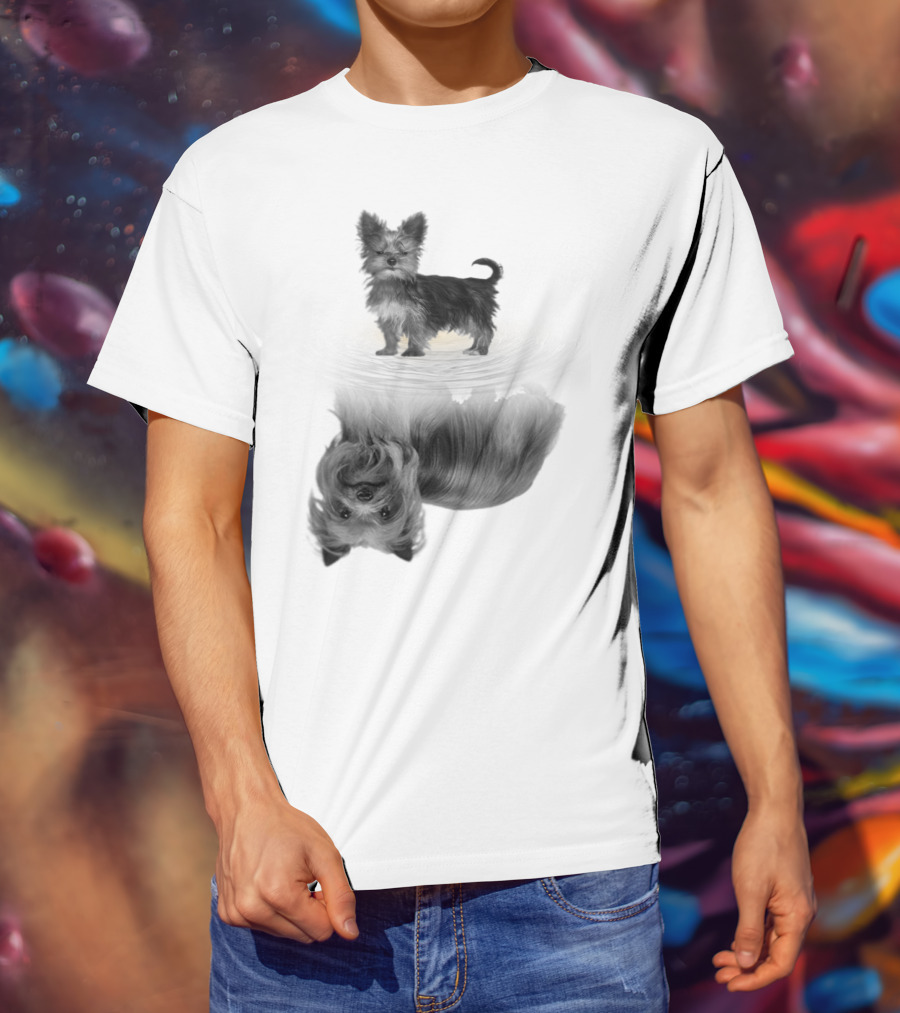 Yorkshire Terrier Reflection Art In I Love My Yorkie T-Shirt