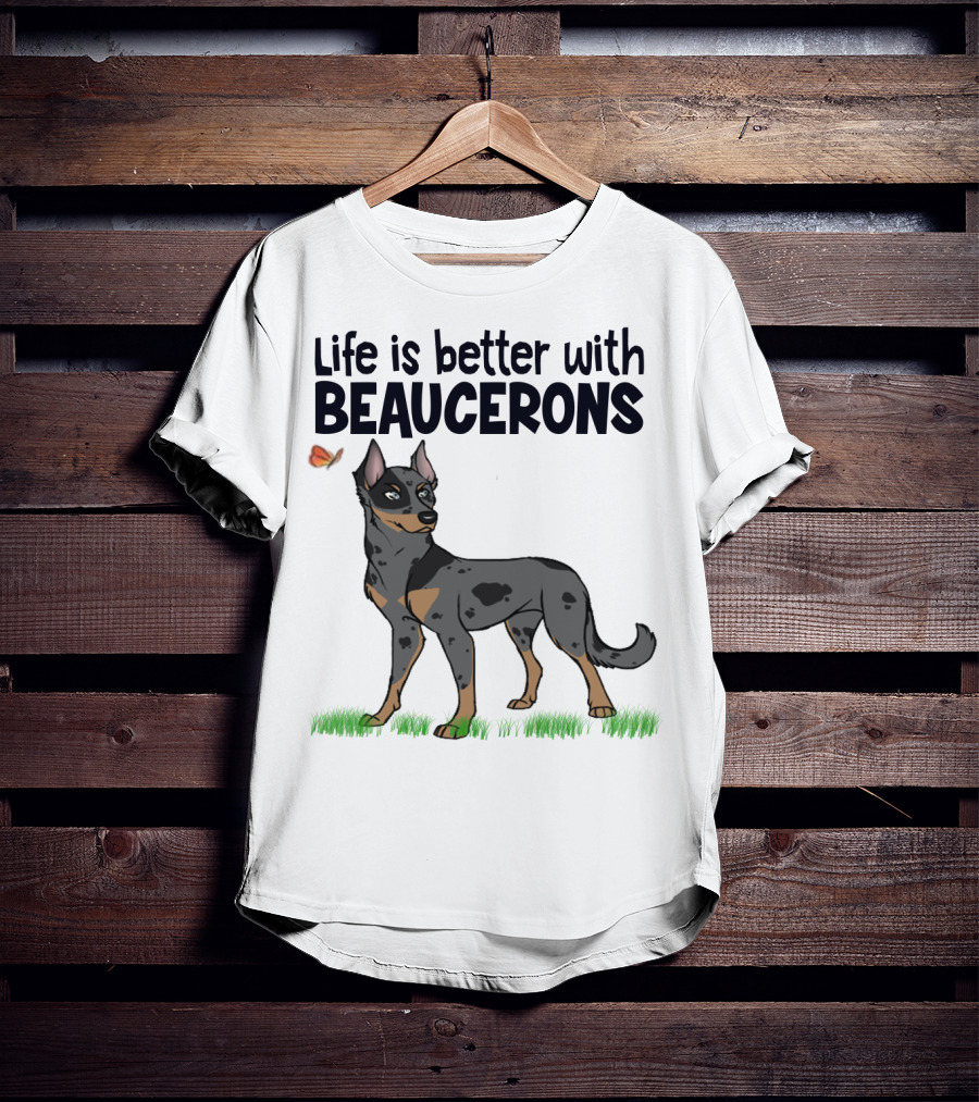 Life Is Better With Beaucerons Butterfly And Dog T-Shirt