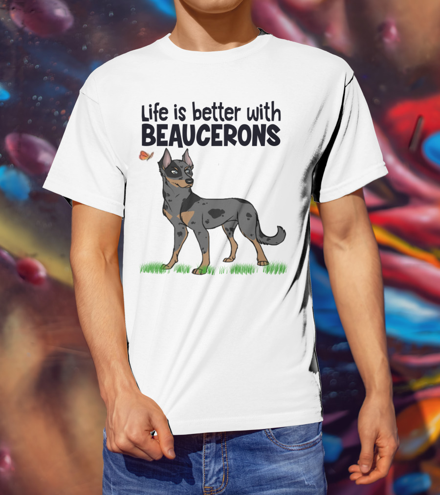 Life Is Better With Beaucerons Butterfly And Dog T-Shirt