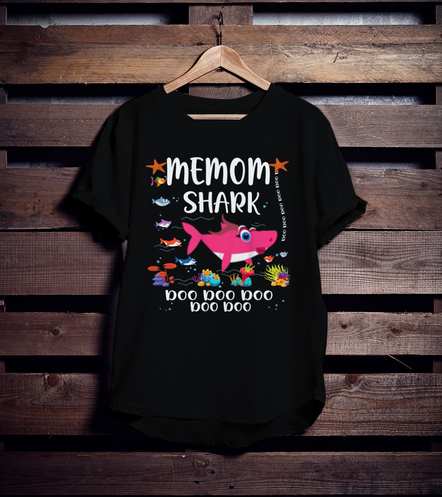 Memom Shark Doo Doo Family Matching Pink Shark Ocean T-Shirt