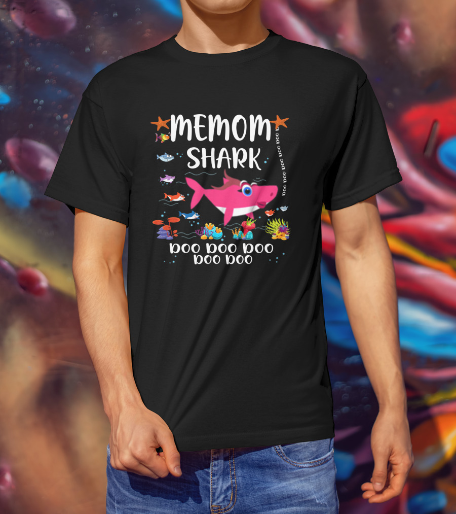 Memom Shark Doo Doo Family Matching Pink Shark Ocean T-Shirt