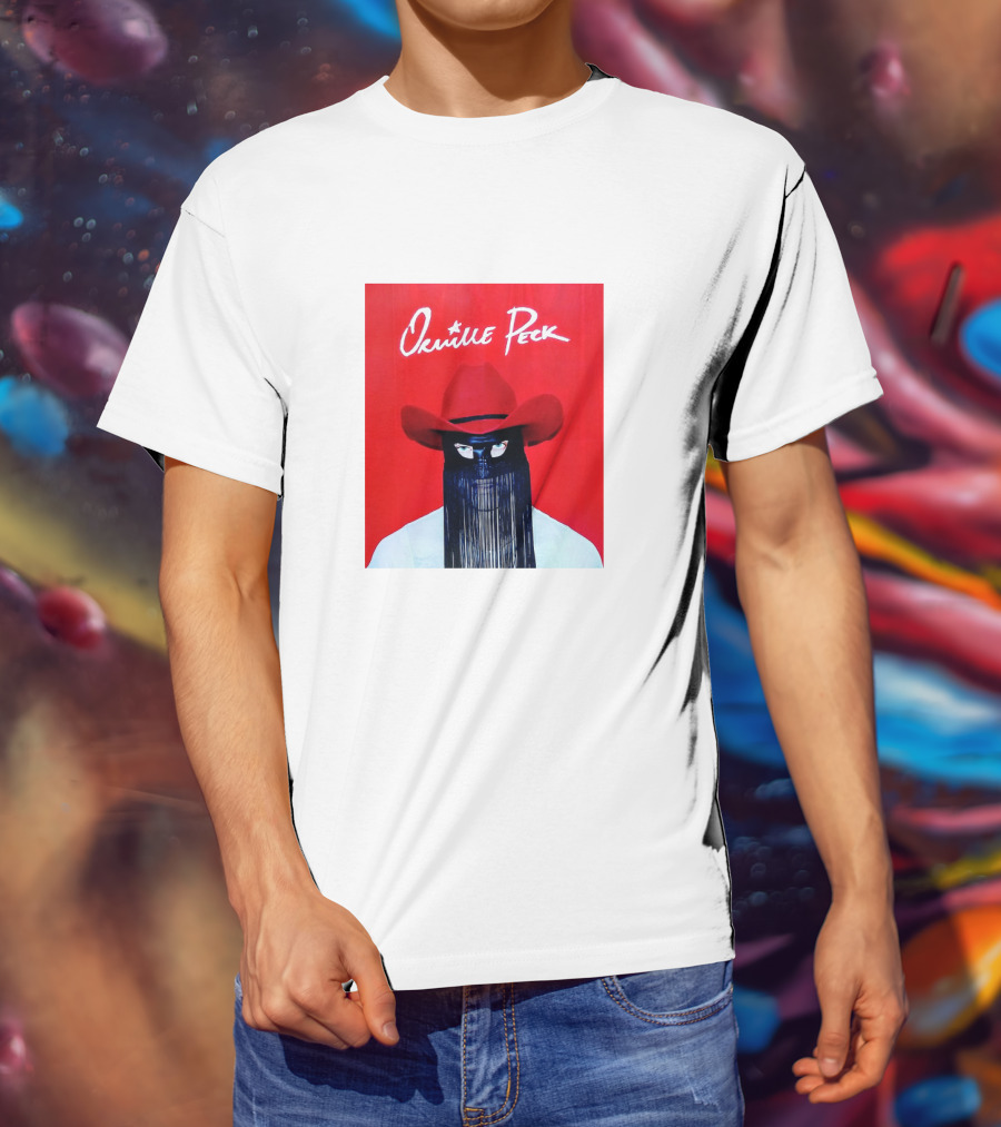 Orville Peck Red Hat Fringed Mask T-Shirt