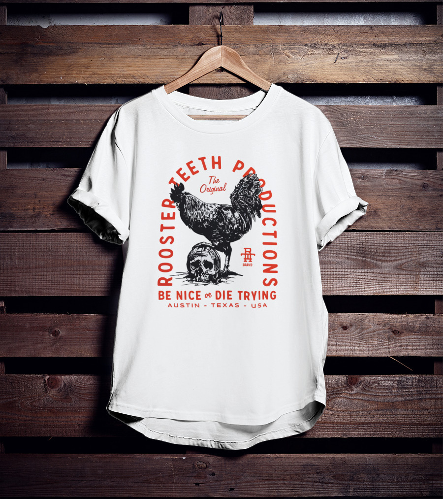 Rooster Teeth Productions The Original Be Nice Or Die Trying Austin Texas USA T-Shirt