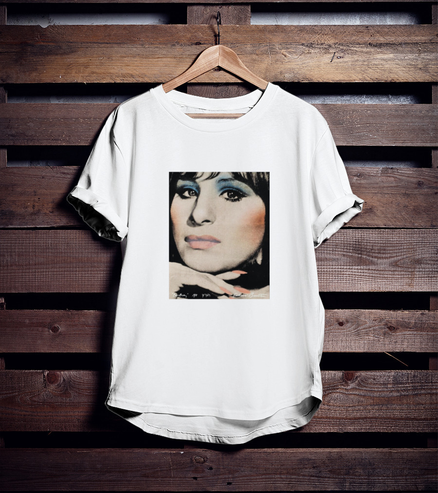 Barbra Streisand Portrait With Signature And Blue Eye Shadow T-Shirt