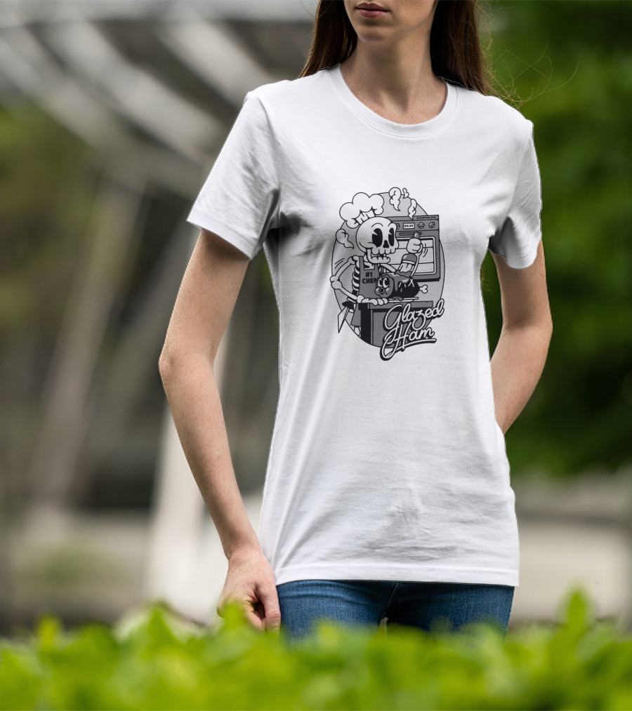 Glazed Ham Cold Ones Merch #1 Chef Skeleton Oven Cooking T-Shirt