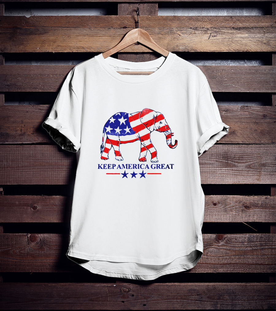 Keep America Great Patriotic Elephant Memorial Day Stars Stripes T-Shirt