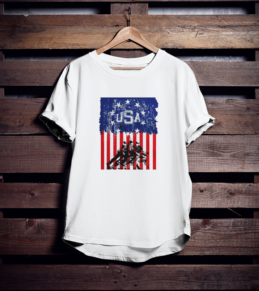 USA Stars And Stripes Iwo Jima Flag T-Shirt